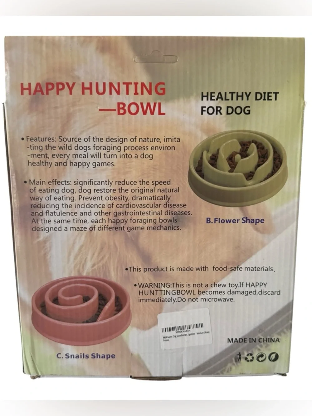 Happy Hunting Slow Feeder Dog Bowl - Coral Pink